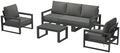 Rockaway 6-Piece Modern HDPE Outdoor Patio Furniture Sofa Conversation Set by Costaelm