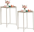 VECELO Side/End Table, Folding Round Metal Anti-Rust and Waterproof Outdoor or by VECELO