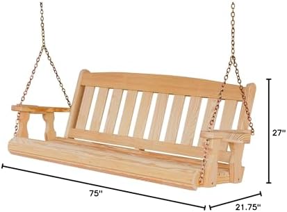 Amish Casual Heavy Duty Mission Treated Porch Swing, Unfinished, 8Ft Chains - Image 3