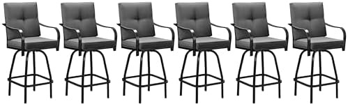 Outdoor Bar Stools Set of 6, Swivel Patio Bar Chairs w/Cushion by GOOGIC