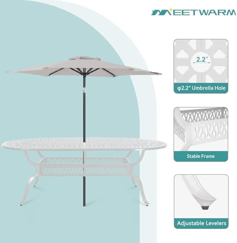 84"x44" Cast Aluminum Patio Dining Table, Weather-Resistant Large Outdoor - Image 4