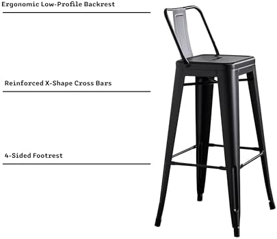 AC Pacific 24” Metal Barstool Set of 4 – Country Rustic Style - Image 5