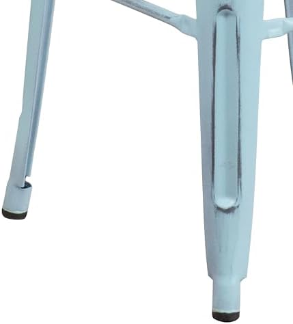 Flash Furniture 30 in Backless Metal Barstool, Distressed Green-Blue - Image 5