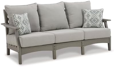 Signature Design by Ashley Visola 80"W 3-Seat Outdoor Patio Sofa, HDPE Wood Look by Unknown