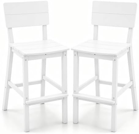 Outdoor Bar Stools Set of 2, All-Weather HDPE Tall Balcony by KULAMOONLIFEHOUSE
