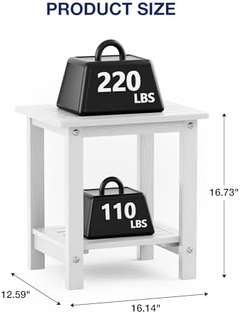 YEFU Outdoor Side Table Set of 2, Weather Resistant HIPS - Image 3
