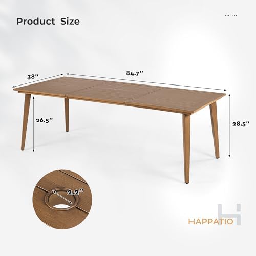 Outdoor Dining Table for 8, Rectangular Aluminum Patio Table - Image 3