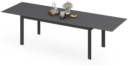 RoyalCraft 122" Expandable Aluminum Patio Outdoor Dining Table by Bringyoubetterlife