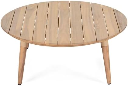 Merax Outdoor Acacia Wood Round Coffee Table - Image 6