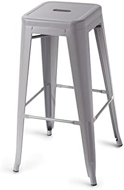 Amazon Basics Metal Bar Stools, Dark Grey - Image 4