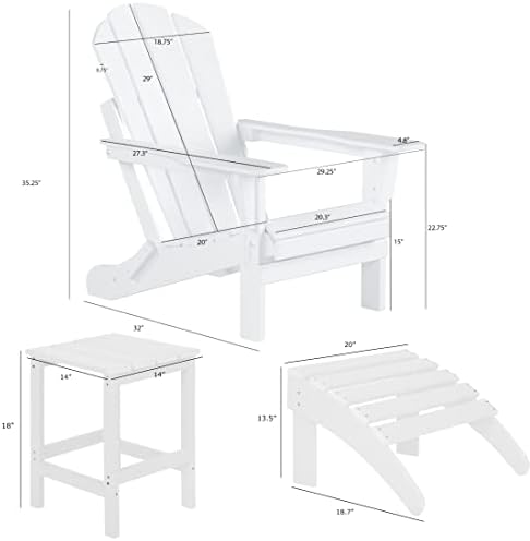 Malibu Outdoor Lounge Chairs Set, 5-Pieces Adirondack Chair Set of 2 - Image 3