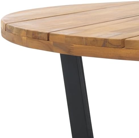 SAFAVIEH Outdoor Leo Wood Coffee Table, 39.4" Natural/Black PAT7319B - Image 4
