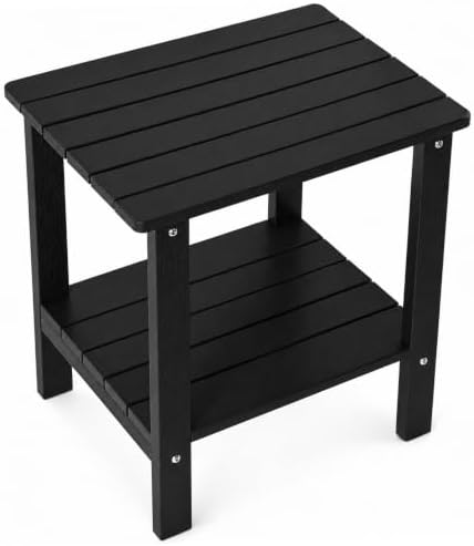 Outdoor Side Table, 2-Tier HDPS Small Patio Adirondack Table by HADENVA
