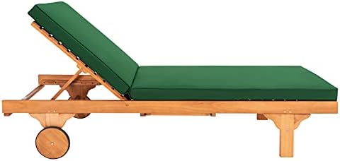 SAFAVIEH Outdoor Newport Wood Chaise Lounge, 28.8" Natural/Green PAT7022N by Unknown