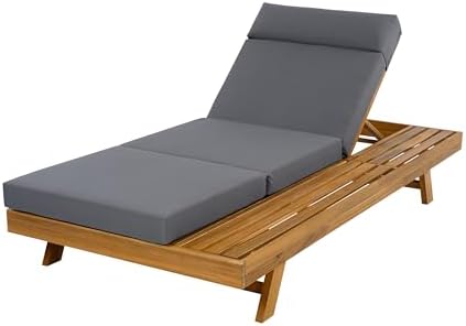 Christopher Knight Home Kayes Acacia Wood Chaise Lounge Chair Outdoor Set of 4 - Image 5