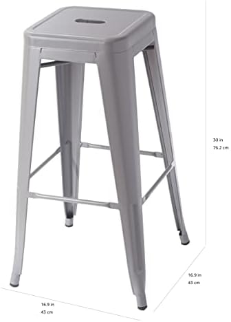 Amazon Basics Metal Bar Stools, Dark Grey - Image 3