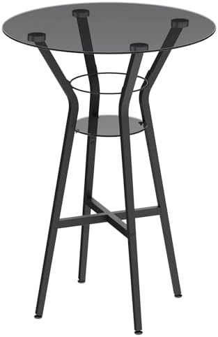 YATINEY Bar Table, 2-Tier Round High Top Table, Pub Table, Home Bar Counter by Yatiney