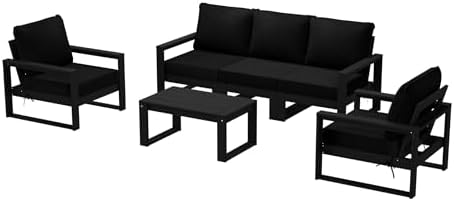 Rockaway 6-Piece Modern HDPE Outdoor Patio Furniture Sofa Conversation Set by Costaelm