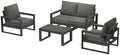 Rockaway 5-Piece Modern HDPE Outdoor Patio Furniture Sofa Conversation Set by Costaelm