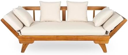Christopher Knight Home Gary Patio Convertible Couch, Wooden Outdoor Daybed - Image 6
