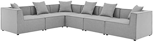 Modway EEI-4385-GRY Saybrook Patio Upholstered 6-Piece Sectional Sofa in Gray - Image 2