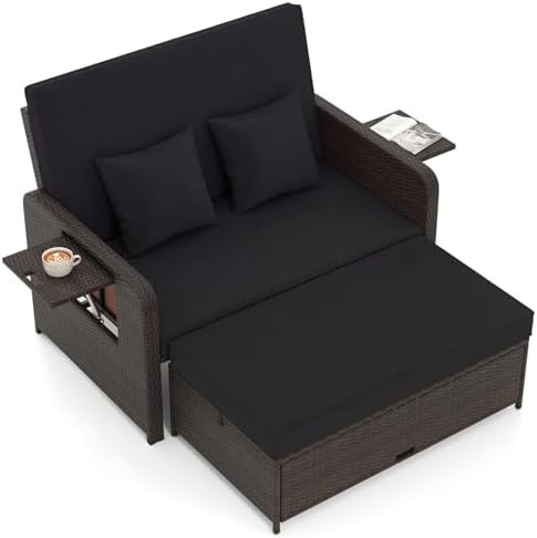 Tangkula 2-Person Patio Rattan Daybed by TANGKULA