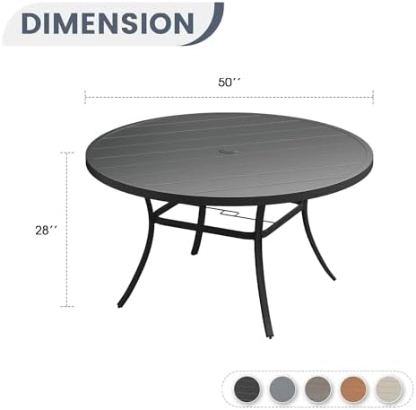 VICLLAX 50" Outdoor Round Patio Dining Table - Image 3