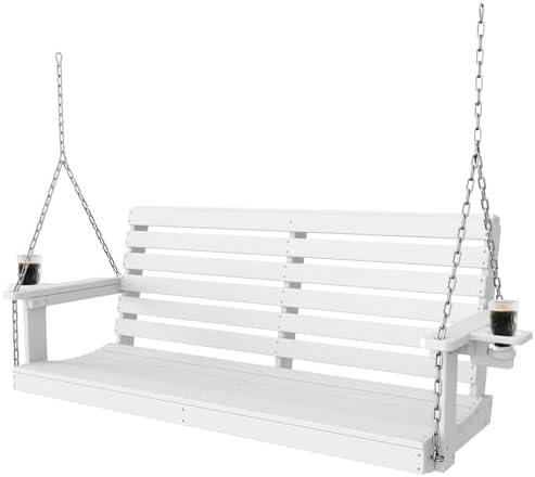 HDPE Outdoor Hanging Porch Swings, Dual Cup Holder by Plawdlik