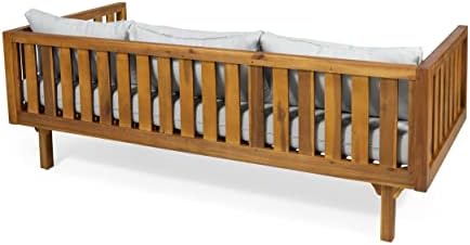 Christopher Knight Home Tina Outdoor 3 Seater Acacia Wood Daybed, Teak Finish - Image 4