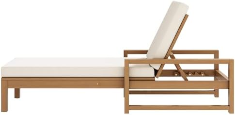 Lounge Chair Outdoor, Acacia Wood Oversized Chaise Lounge Chair - Image 7
