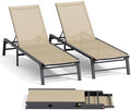 Aluminum Chaise Lounge Chair Outdoor, Foldable Patio Lounge Chair 2 Sets by FHVIT