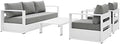 Modway Tahoe Aluminum 4-Piece Outdoor Patio Set in White Gray by Modway