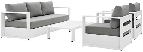 Modway Tahoe Aluminum 4-Piece Outdoor Patio Set in White Gray by Modway