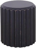 Afterglow Outdoor Round Side Table, 14.6" Retro Modern Fluted Accent End Table by Afterglow