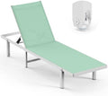 Lounge Chair Outdoor with Wheels, Aluminum Pool Lounge Chairs with 5 Adjustable by Oasbira