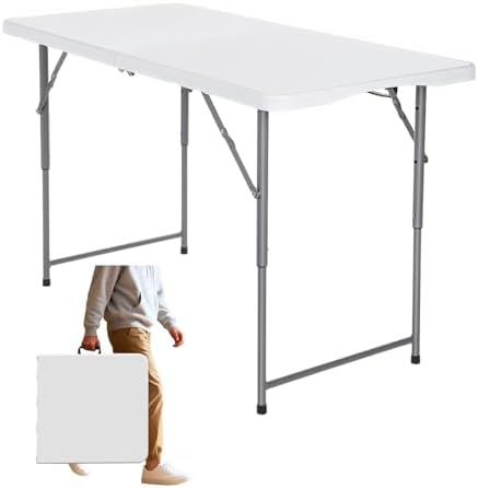 FoldingTable 4 Foot Portable Heavy Duty Plastic Table and Adjustable Height by VampireKillerFoldingTable