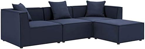 Modway EEI-4380-NAV Saybrook Patio Upholstered 4-Piece Sectional Sofa in Navy - Image 3
