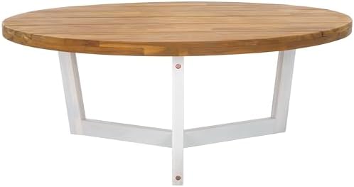 SAFAVIEH Outdoor Leo Wood Coffee Table, 39.4" Natural/White PAT7319A by Unknown
