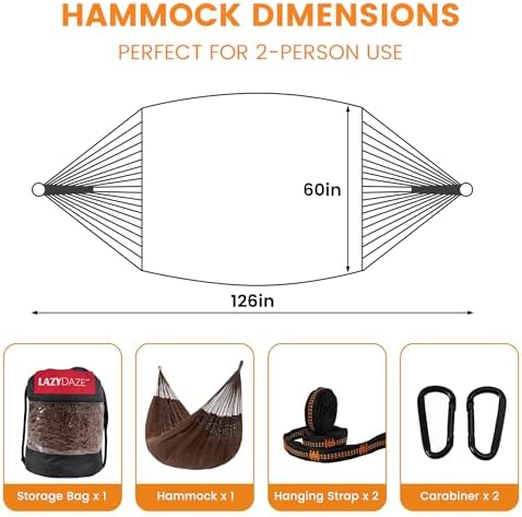 Lazy Daze XL Handwoven Mayan Hammock, 10.5FT Double Camping Hammocks - Image 3