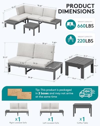 SERWALL HDPE Outdoor Furniture Set, 4 Seats Outdoor Sectional - Image 4