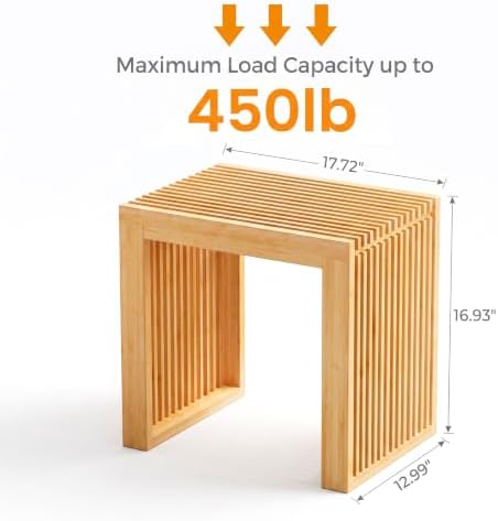 Bamboo Dining Bench 17" Indoor Wooden Shoe Benches - Image 3