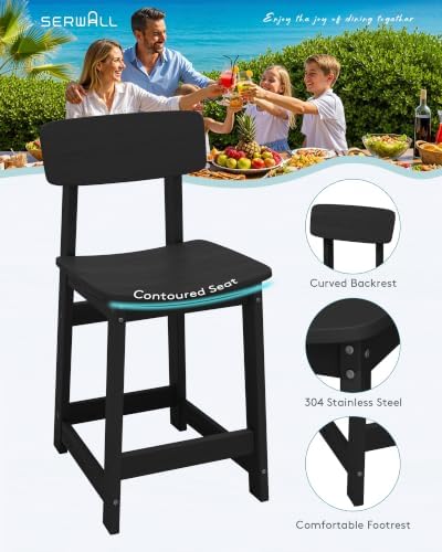 SERWALL 3-Piece Outdoor HDPE Counter-Height Bar Set - Image 3