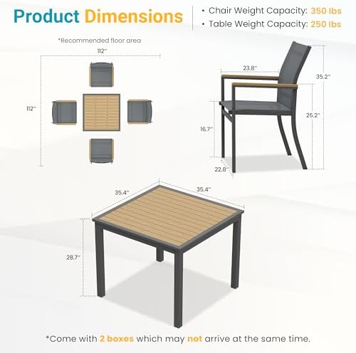 5-Pieces Aluminum Patio Table and Chairs Set, Outdoor Patio Furniture Set - Image 2