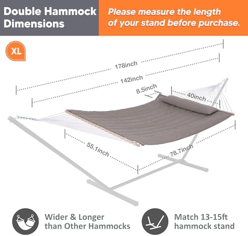 Hammocks 2 Person Hammock with Hardwood Spreader Bar, Double Rope Hammock with - Image 4
