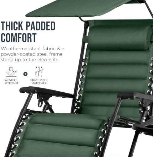 Best Choice Products Oversized Padded Zero Gravity Chair Recliner w/ Canopy - Image 6