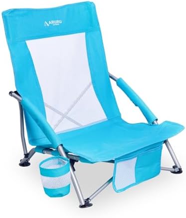Low Folding Beach Chairs for Adults, Portable Lightweight Sling Beach Camping by AruruOutdoors