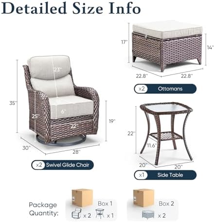 Luxury 6" Thick Cushioned 5 Pieces Patio Furniture Set - Image 2