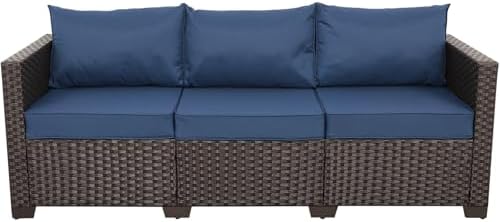 Rattan Star Patio Furniture Couch 3 Seater Sofa Outdoor Brown Wicker Sofa Deep by RattanStar