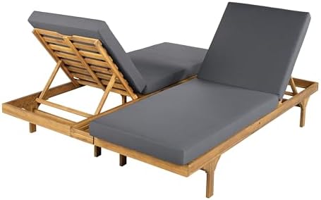 Christopher Knight Home Acacia Wood Chaise Lounge Chair Set of 2, Double/Single - Image 6