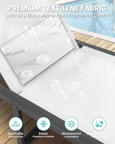 Aluminum Chaise Lounge Chair Outdoor, Foldable& No Assembly Patio Pool Lounge - Image 7